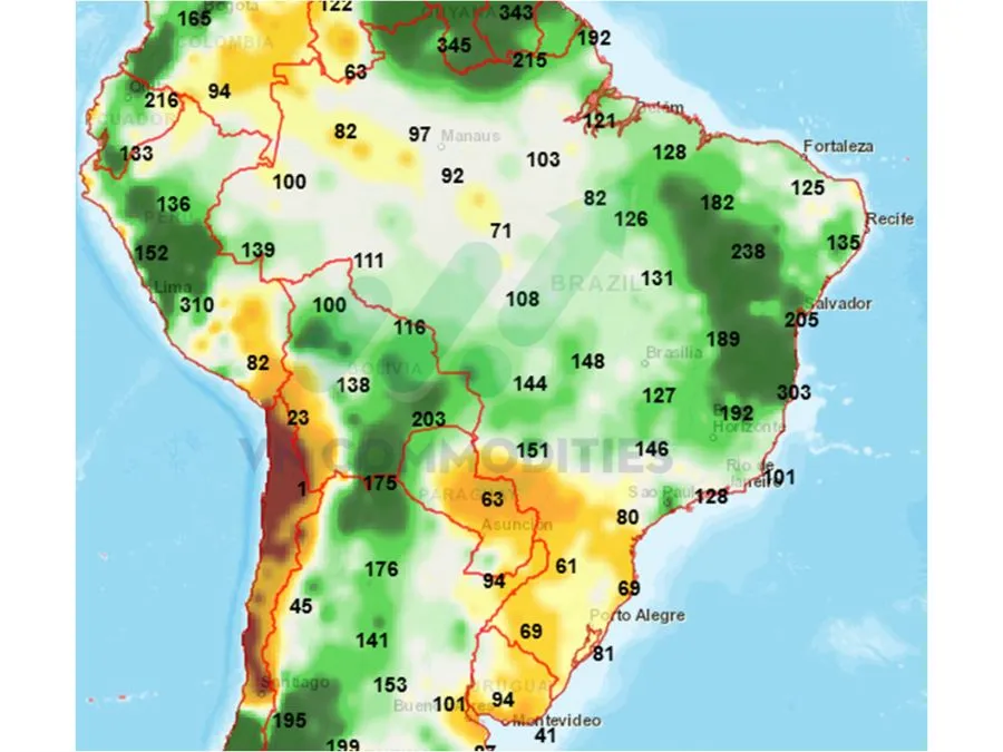Dự b&aacute;o lượng mưa Brazil