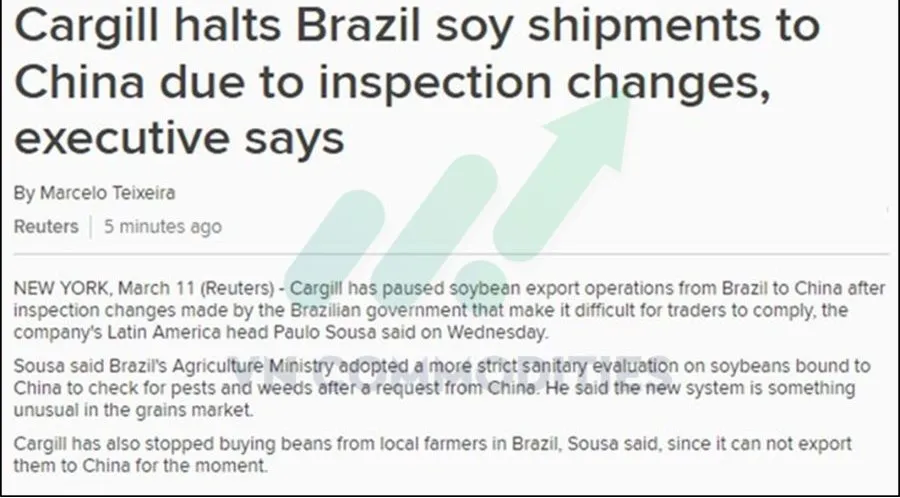 Tạm ngừng xuất khẩu đậu tương từ Brazil sang Trung Quốc 