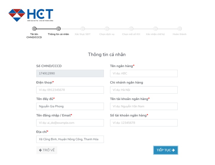 bước 2 mở t&agrave;i khoản giao dịch h&agrave;ng h&oacute;a tại hct