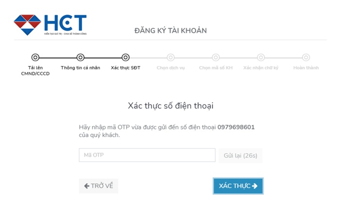 bước 3 mở t&agrave;i khoản giao dịch h&agrave;ng h&oacute;a tại hct