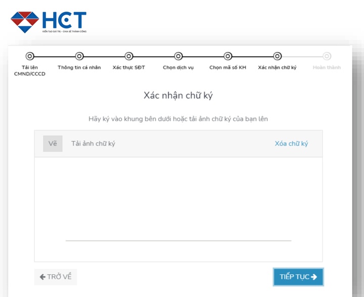 bước 6 mở t&agrave;i khoản giao dịch h&agrave;ng h&oacute;a tại hct