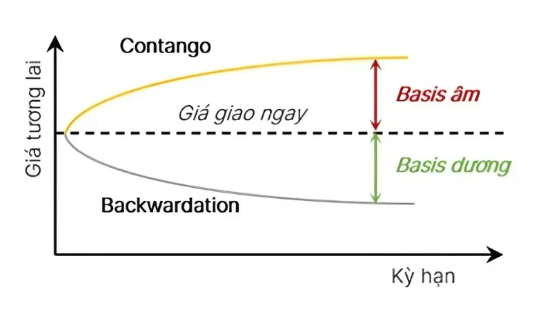 Basis có thể mang giá trị dương hoặc âm tùy thuộc vào biến động thị trường: