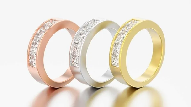 vàng 10K được chia thành nhiều dòng khác nhau dựa trên màu sắc và thành phần kim loại pha trộn.