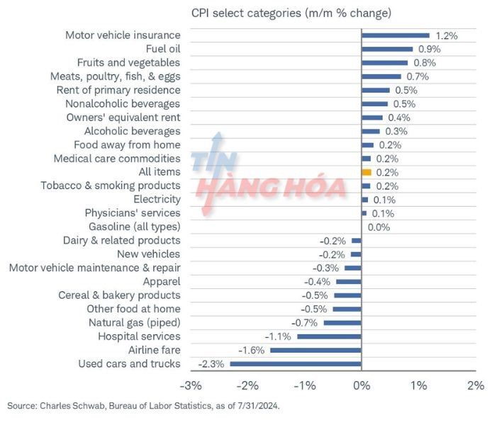 Tổng quan thay đổi các mặt hàng theo tháng