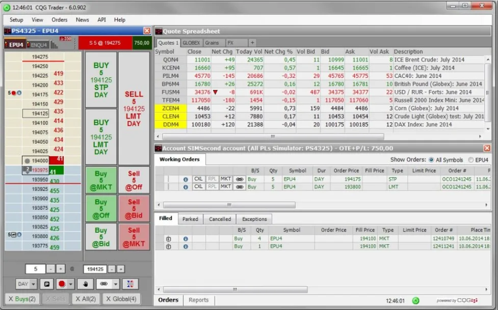 Phần mềm giao dịch h&agrave;ng h&oacute;a ph&aacute;i sinh CQG Trader