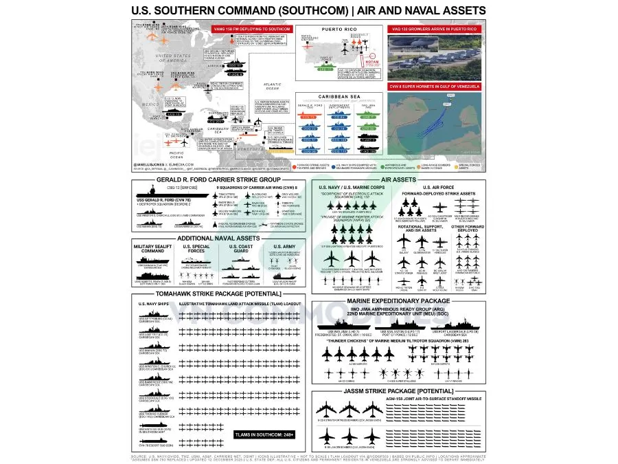 quân đội Mỹ tập trung bên ngoài Venezuela