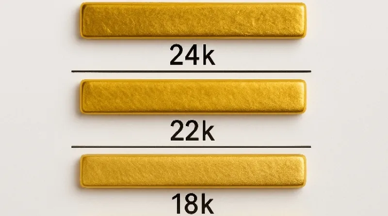 Vàng 22K có màu vàng đậm đặc trưng, sáng hơn vàng 18K nhưng không quá rực như vàng 24K.