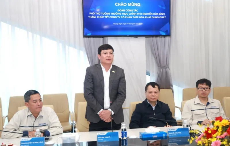 L&atilde;nh đạo CTCP Th&eacute;p H&ograve;a Ph&aacute;t Dung Quất b&aacute;o c&aacute;o về t&igrave;nh h&igrave;nh kinh doanh của doanh nghiệp