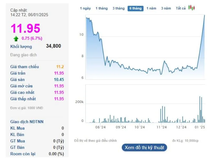Thị gi&aacute; cổ phiếu TMT