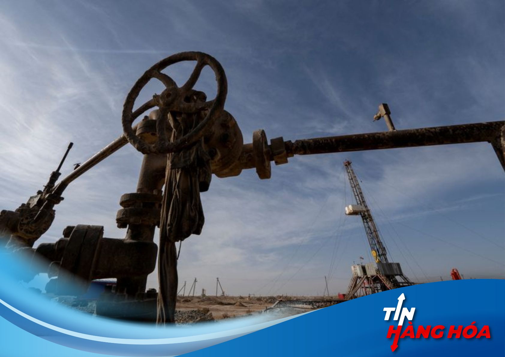 Một g&oacute;c nh&igrave;n cho thấy gi&agrave;n khoan dầu tại mỏ Zhetybay ở v&ugrave;ng Mangystau,