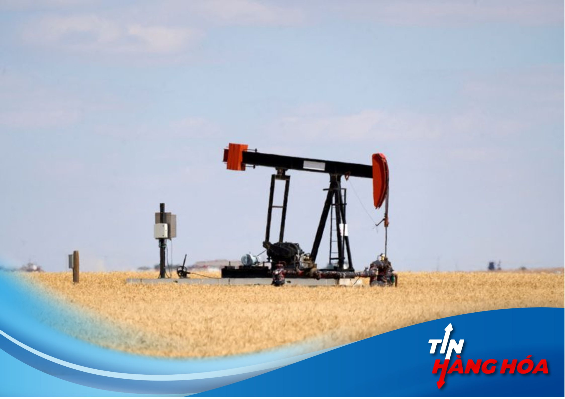 Một m&aacute;y bơm dầu được chụp ảnh tr&ecirc;n c&aacute;nh đồng của một người n&ocirc;ng d&acirc;n gần Kindersley, Saskatchewan, Canada