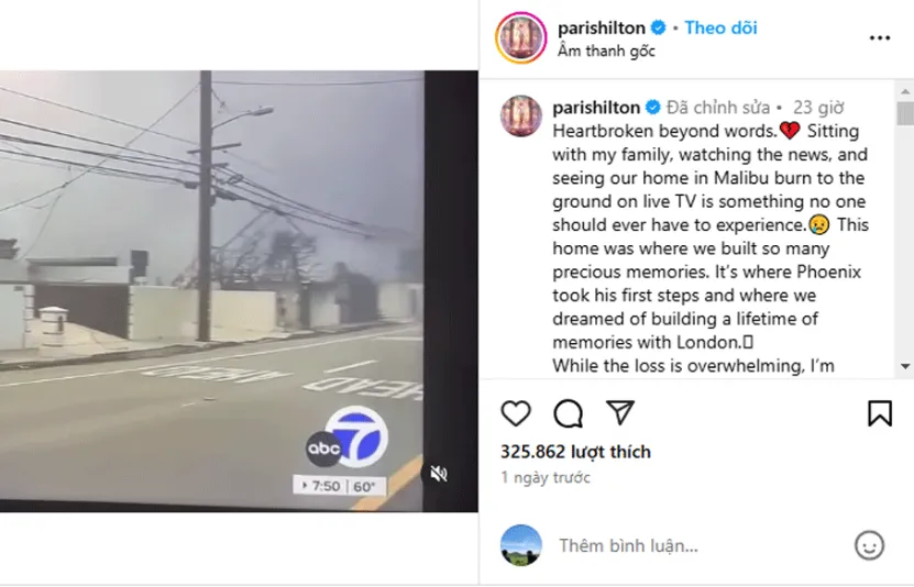 b&agrave;i đăng Instagram của Paris Hilton