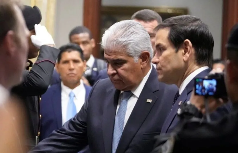 Tổng thống Panama Jose Raul Mulino và Ngoại trưởng Mỹ Marco Rubio tại thăm kênh đào Panama City ngày 2.2