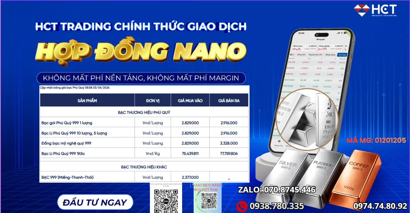 GIÁ BẠC 03/06/2026 TIẾP TỤC ÁP LỰC ĐI NGANG CHỜ BÁO CÁO VIỆC LÀM TỐI THỨ 6.
