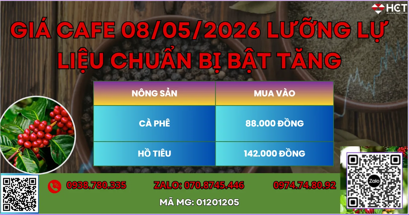 GIÁ CAFE 08/05/2026 TRÁI CHIỀU- LIỆU CHUẨN BỊ BẬT TĂNG.