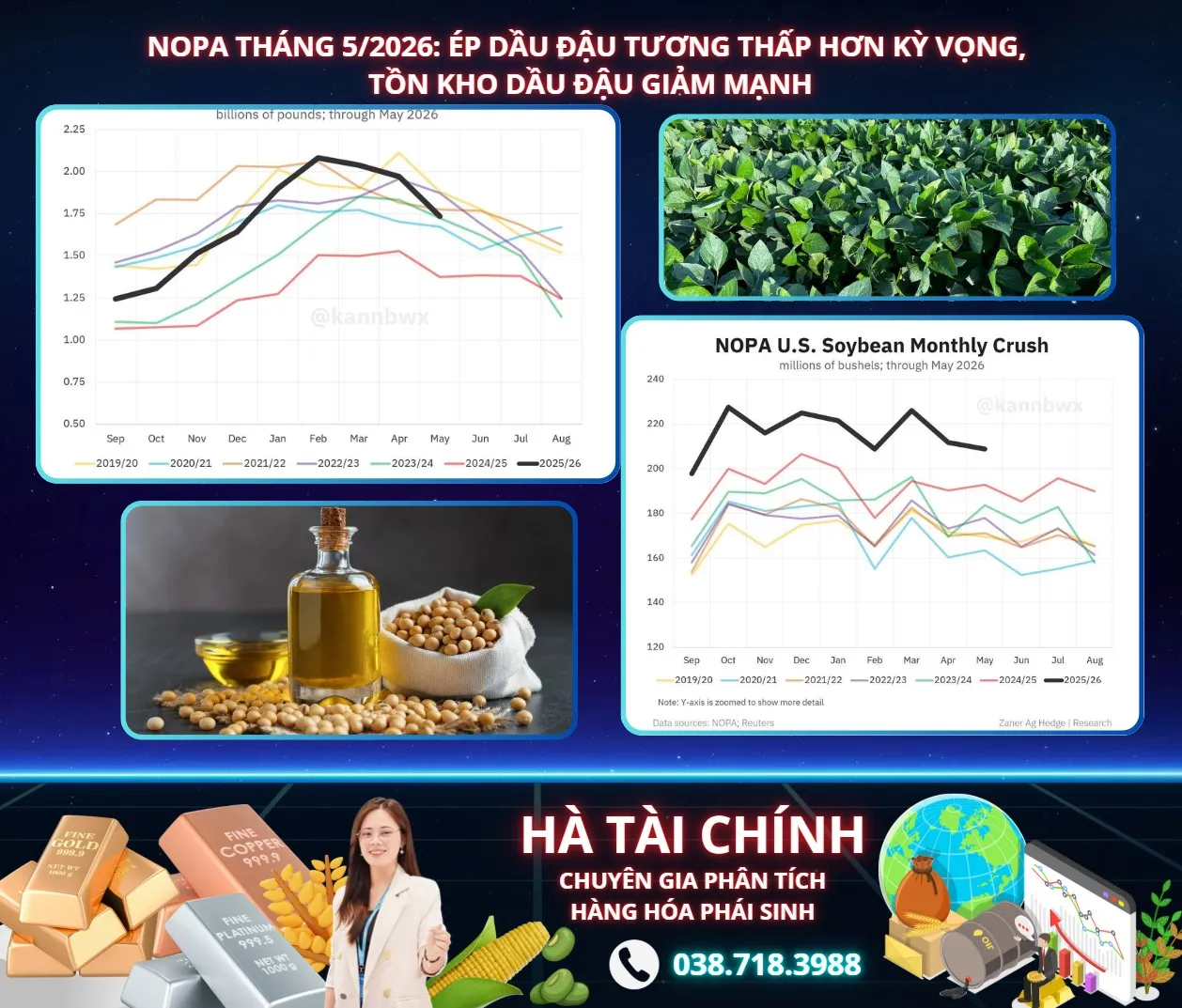 NOPA THÁNG 5: TỒN KHO DẦU ĐẬU TƯƠNG THẤP HƠN KỲ VỌNG, HỖ TRỢ GIÁ DẦU ĐẬU
